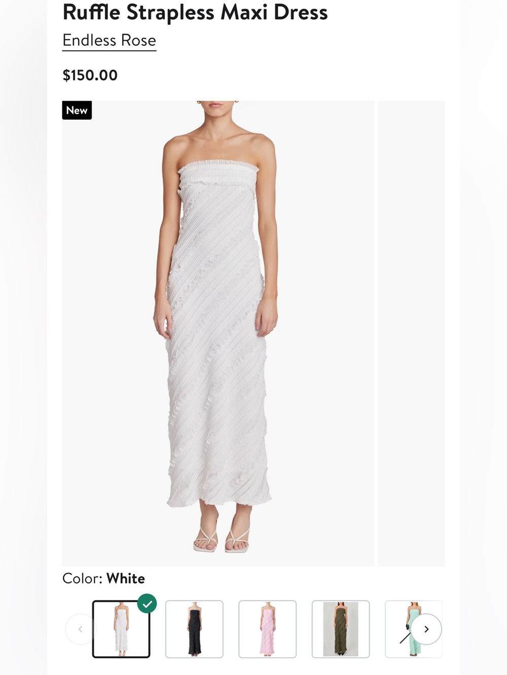 Endless Rose Strapless White Textured Maxi Dress